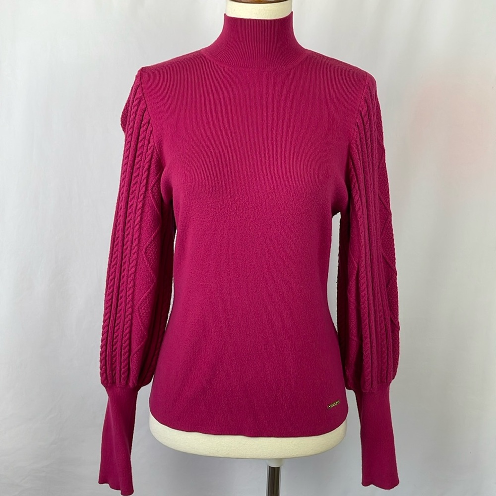 Marc New York Mock Turtleneck Pink Sweater with Balloon Sleeves - Size Small